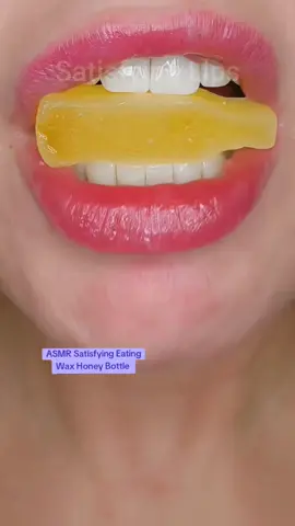 A post by @satisfying..x..lips on TikTok caption: ASMR Satisfying Eating Wax Honey Bottle #asmr #eatingsounds #satisfyinglips 