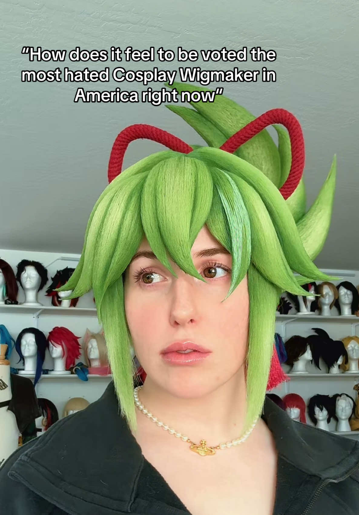 A post by @umbrawigs on TikTok caption: I can’t even be mad — the 'marble head' one sent me into orbit. So funny and clever, hahaha.😭💕 I know the wigs look like goofy Lego or Roblox hair —I t’s a style that brings me so much joy. It’s definitely not everyone’s cup of hairspray 😆 BUT love them or hate them... the slots still sell out 😳 . #wigcommission #wigstyling #cosplaywig #cosplaywigstyling #wigs #wigmaker #kukishinobu #kukishinobucosplay #GenshinImpact #genshin #umbrawigs #cosplaycommission #cosplaycommunity 