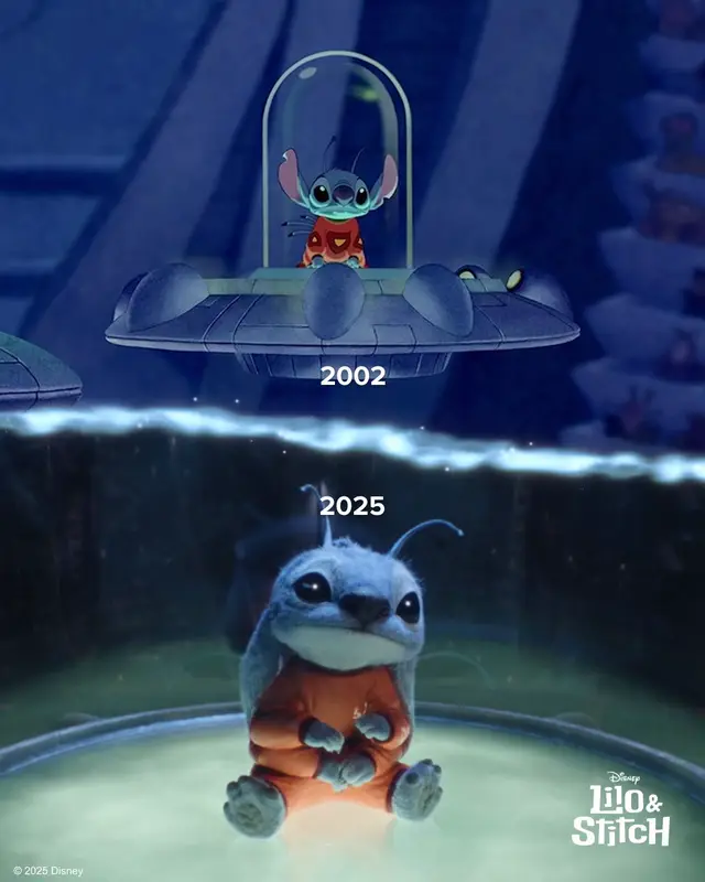 A post by @disneyuk on TikTok caption: Us to Stitch in 2002: 🥹 Us to Stitch in 2025: 🥹 See #LiloAndStitch in cinemas now, and stream the original animation on @disneyplusuk.