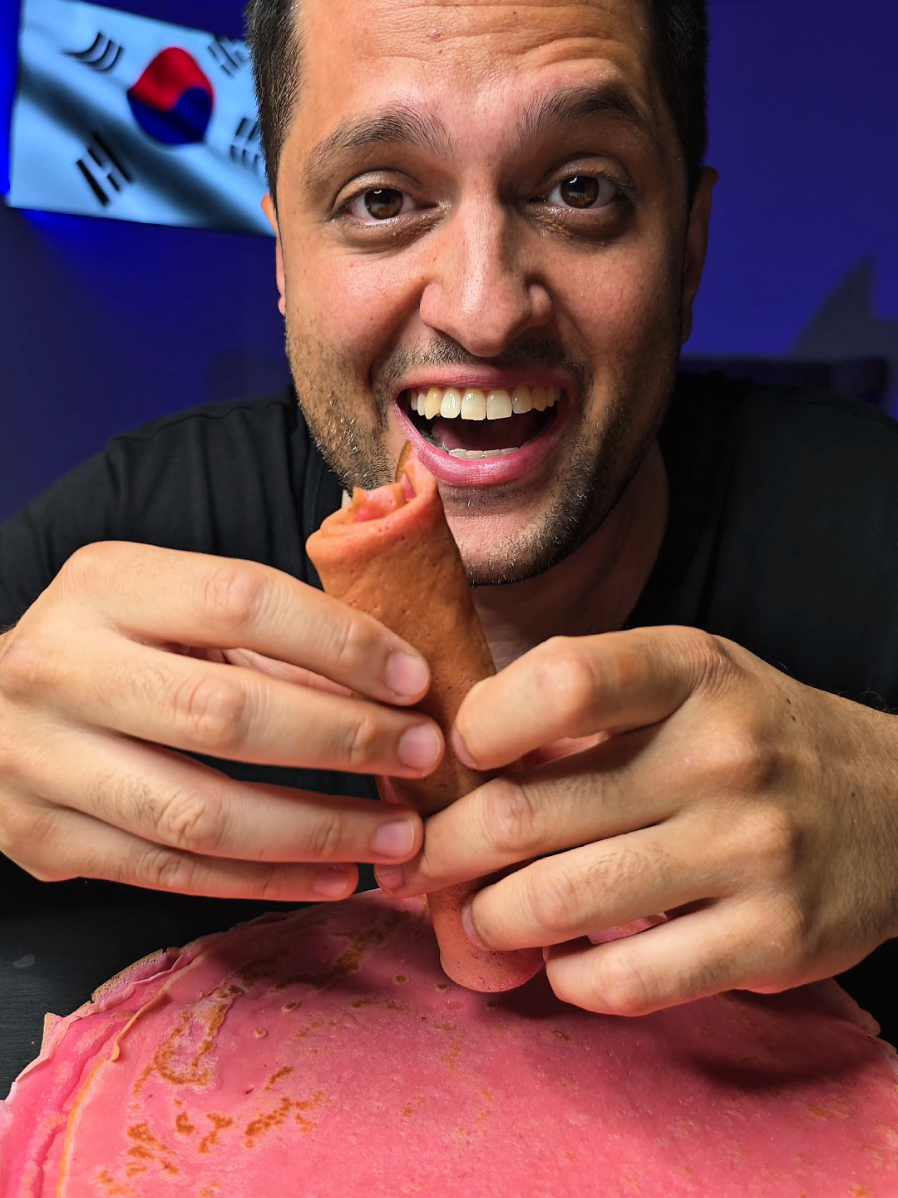 A post by @karimssurvivalkitchen on TikTok caption: Squid Game Pancake Mukbang 🇰🇷🇩🇪🇨🇦🇺🇦 #TikTokFood #asmr #mukbang #squidgame 