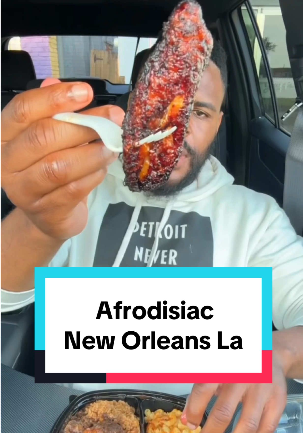 A post by @mr.chimetime on TikTok caption: Trying Afrodisiac In NOLA😳😤… (Jamaican Food) @Afrodisiac Nola #ncfoodie #neworleans #foodreview #foodcritic #neworleanfood 