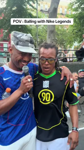 A post by @youngyosa on TikTok caption: EDGAR DAVIDS STILL GOT IT 🫡 @Nike Football #footy #nyc 