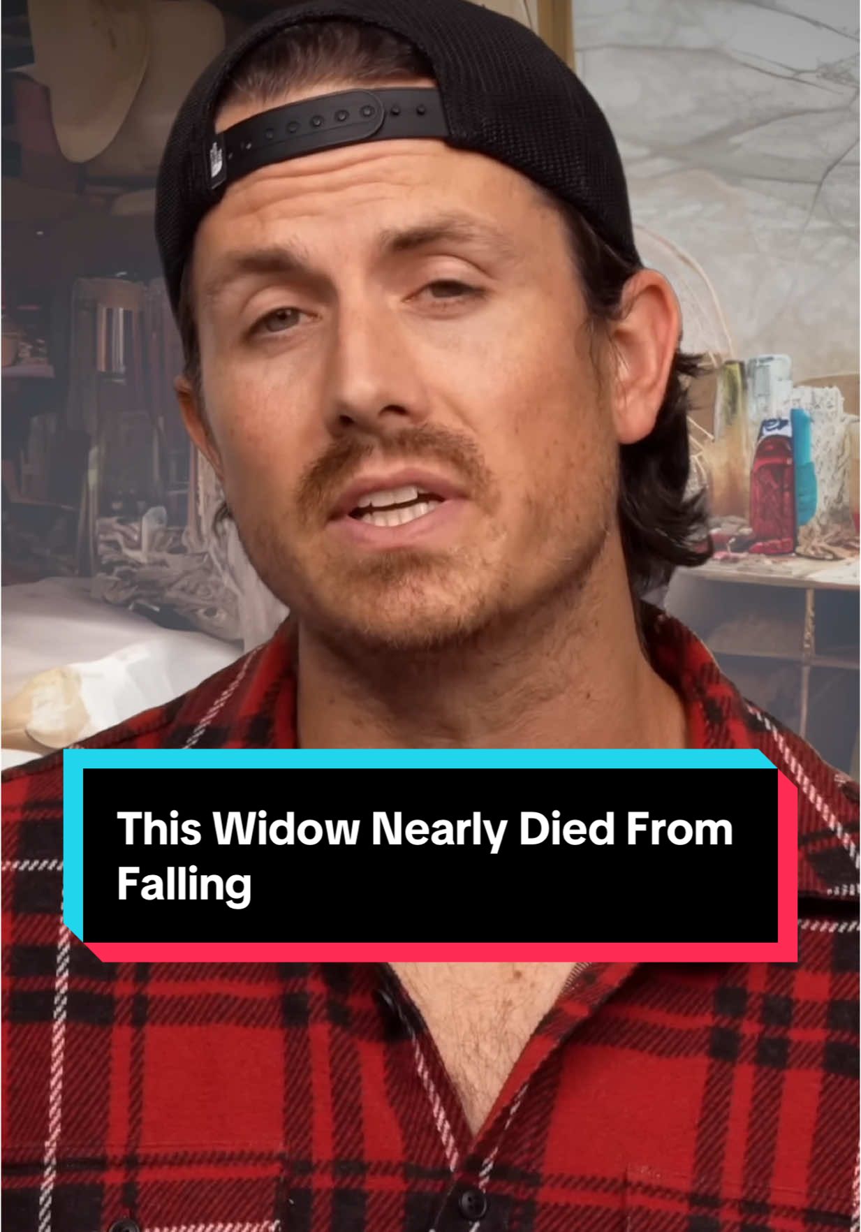 A post by @mrballen on TikTok caption: This Widow Nearly Died From Falling #widow #storytime #miracle 