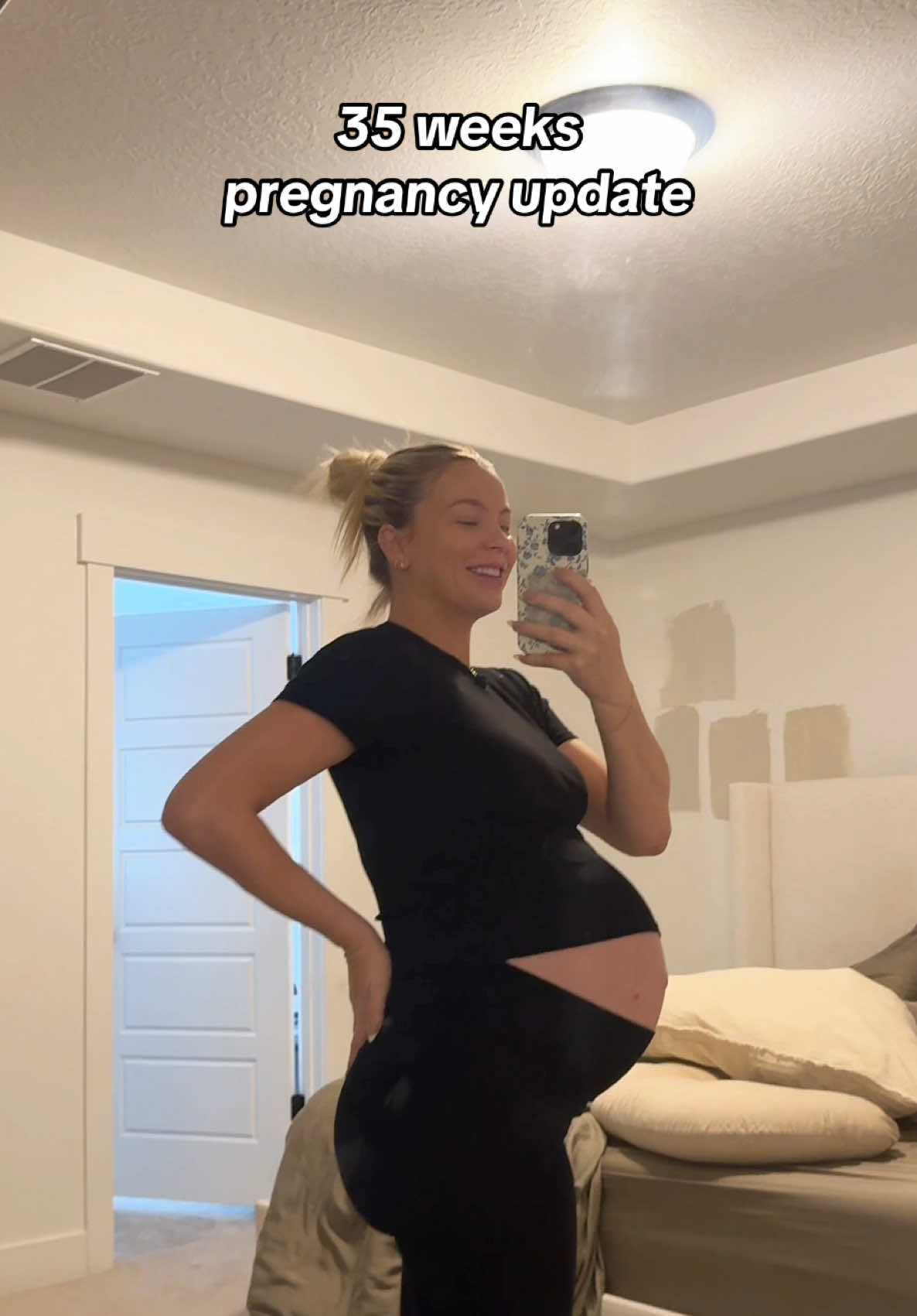 A post by @maycineeley on TikTok caption: Can’t believe I only have 5 more weeks! Shoutout to my small business @Babymama for supporting my body throughout this pregnancy🩷  • #pregnancy #35weekspregnant #pregnant #csection 