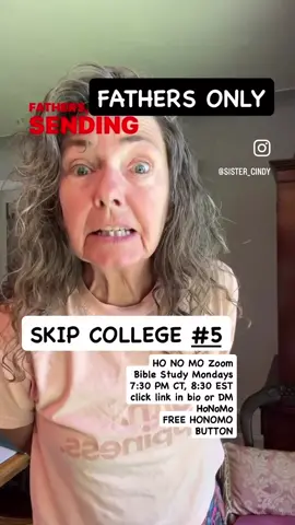 A post by @sistercindyforreal on TikTok caption: HO NO MO Zoom Bible Study Mondays 7:30 PM CT, 8:30 EST  click link in bio or DM HoNoMo FREE HONOMO BUTTON #sistercindy #honomo #honomo#BIBLESTUDY #sistercindybiblestudy  #honomorevolution #sisterCindy #saveZ #Jesus #CMUSA #comingtoyourcampus #Gospel #investineternity #brojed #whereissistercindy #bemohealthy #healthyhonomo #demure #cutsey #mindful #respectful #skipcollege #dontapply #reasonsnottogotocollege #collegeisascam