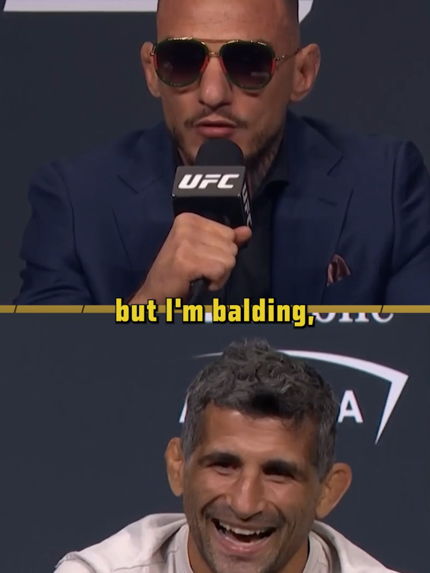 A post by @ufc on TikTok caption: Only one old man is leaving that Octagon on Saturday accoording to Moicano 😂 #ufc #mma #renatomoicano #beneildariush