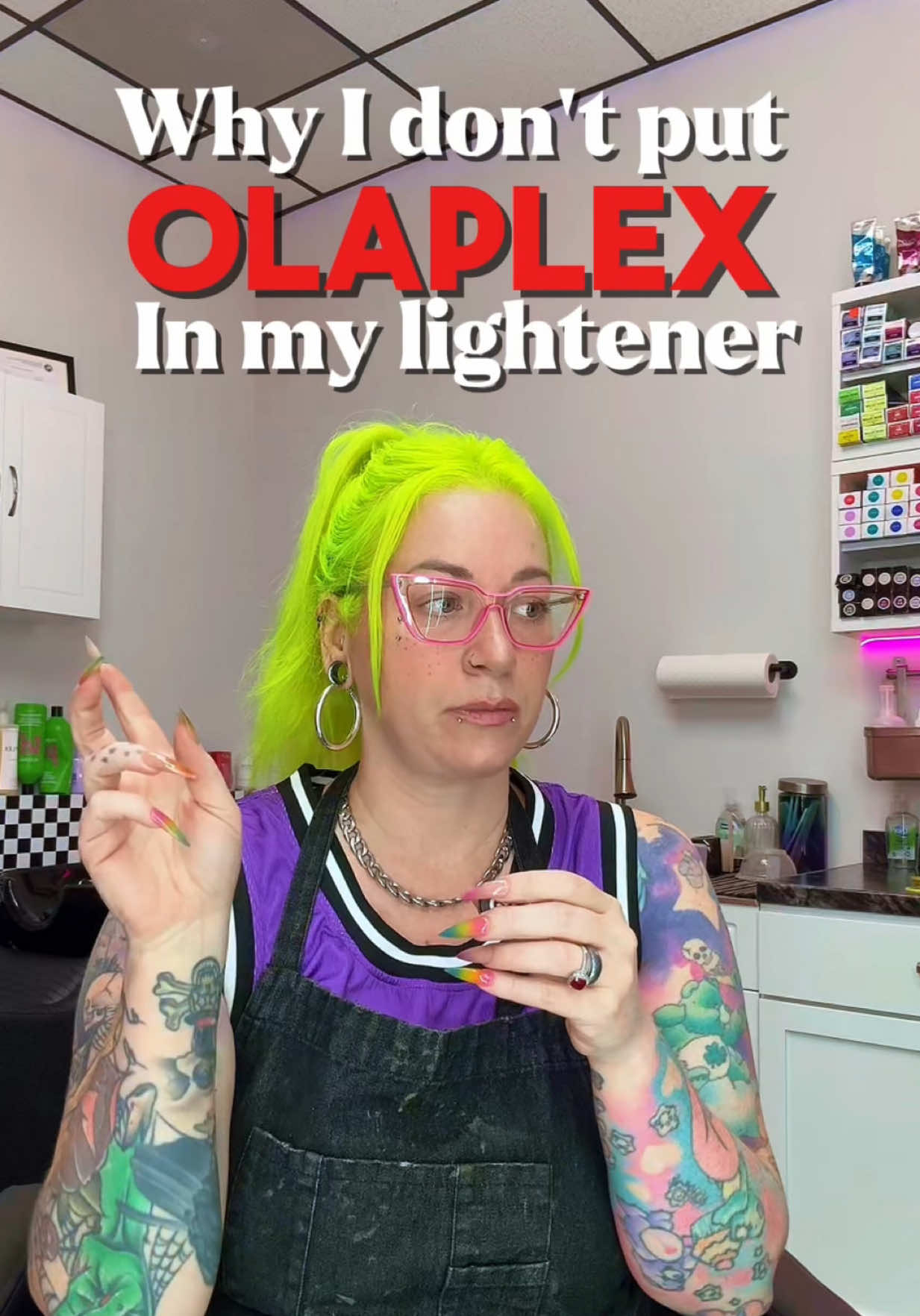 A post by @cryistalchaos on TikTok caption: Replying to @stephhstyles bc I do what I want! Haha jk  #hairtoks #hairstylistsoftiktok #olaplex #indyhairstylist #indyhair 
