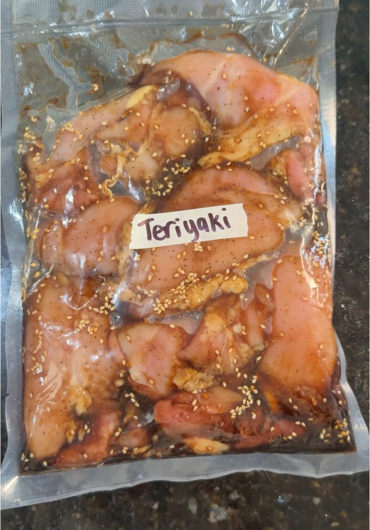 A post by @foodbyjenn on TikTok caption: Day 5 of the Freezer Marinade Series – Teriyaki Edition This one’s a classic. Sweet, savory, and so easy to throw together. Perfect for stir fry, rice bowls, or even grilled skewers. I prepped this and tossed it in the freezer, and when I need a quick dinner, I just thaw, cook, and serve. Here’s what’s in it: 	•	2 chicken breasts 	•	2 tablespoons olive oil 	•	1 tablespoon brown sugar 	•	2 tablespoons dark soy sauce 	•	1 teaspoon minced garlic 	•	½ teaspoon sesame seeds 	•	Salt & pepper That’s it. No overthinking, just flavor-packed goodness ready to go when you are. Follow for more freezer-friendly recipes and meal prep ideas! #MarinadeSeries #FreezerMealPrep #TeriyakiChicken #EasyDinner #MealPrepInspo #BatchCooking #QuickDinnerIdeas #WeeknightMeals #HomeCooking #ChickenRecipe #MealPrepChicken
