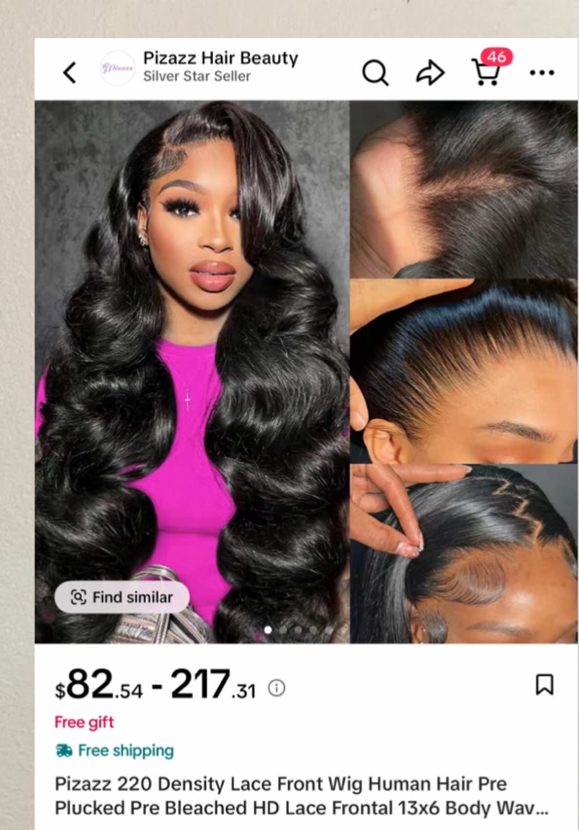 A post by @thekharmalou on TikTok caption: I found the best body wave wig from🤯🤯😍😍🔥 @Pizazz Hair Beauty @Pizazz Human Hair 💫  #wiginfluencer #pizazzhair #bodywavewig #wiginstall 
