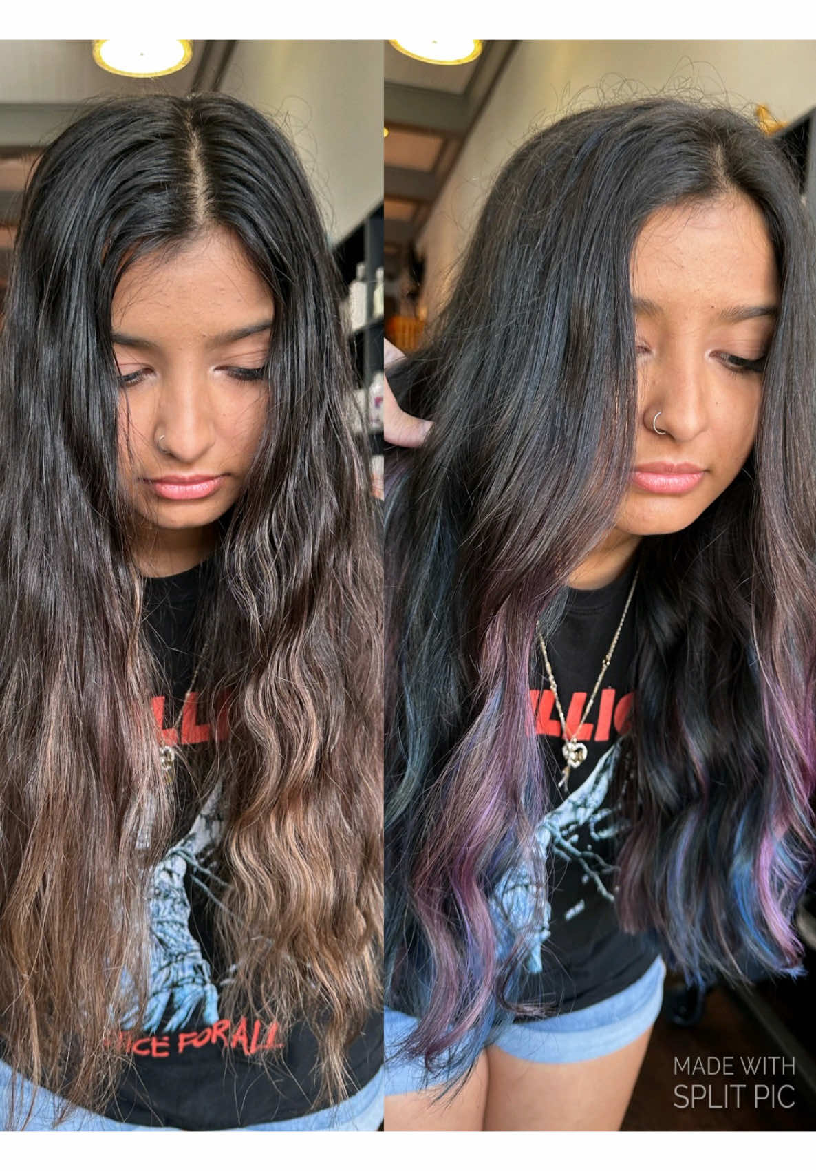 A post by @thebaileylavender on TikTok caption: Galaxy inspired hairrrrr #baileylavender #fyp #comedy #hair #salonlife #hairstylist #haircomedy #relatable 