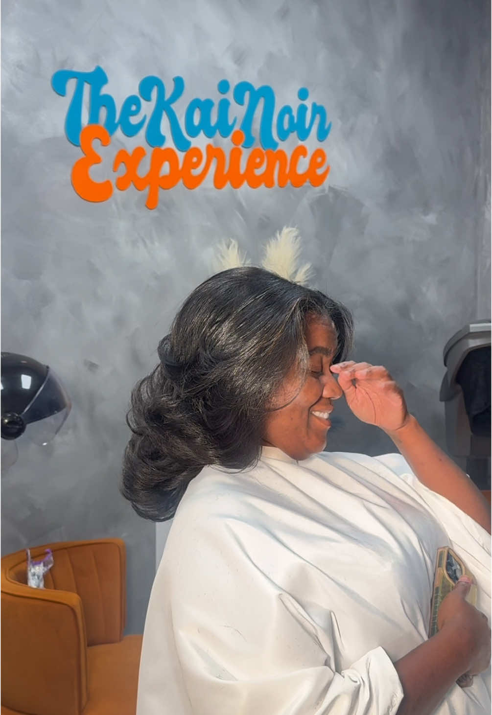 A post by @thekainoirexperience on TikTok caption: It’s still silk press season over here! Healthy hair care doesn’t end in the summer🥰 Tiff has some of the healthiest hair of all of my clients and it’s because she’s in this chair every 2 weeks; no sew ins, ponytails or braids! Just her natural hair🫶🏾 • • • #houston #houstonstylist   #htxstylist  #houstonhairstylist #houstonsilkpress #htxsilkpress #houstoncolorist #htxcolorist #houstonhairdye #houstoncolorspecialist #naturalhair #naturalhairinspo #hairinspo 