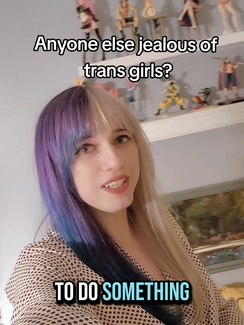 A post by @cosplaycatkitty on TikTok caption: The jealousy never ends :3 Also new FEM&M song Neet Girl Releases at Midnight tonight!!!! #trans #transfem #Transgender #mtf #transmeme #lgbt #lgbtq #mtfmemes #transition #ComingOut #closeted #transtimeline #hrt #🏳️‍⚧️ #pridemonth 