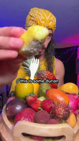 A post by @cainkerner on TikTok caption: We back! Come chill and snack on some #fruit with us! #fruitforthought #durian 