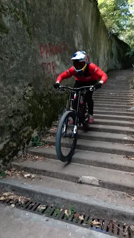 A post by @redbullbike on TikTok caption: controlled chaos at its finest 😤 @Fabio Wibmer #mtblife #urbandownhillmtb #mountainbike #bikelife 