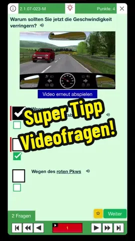 A post by @verkehrsguru_official on TikTok caption: Hier kommt ein absoluter Geheimtipp für die Video-Fragen der Theorie, wenn es um die Geschwindigkeit geht #theorieprüfung #lernen #tipps #fahren #fahrprüfung #theorie 