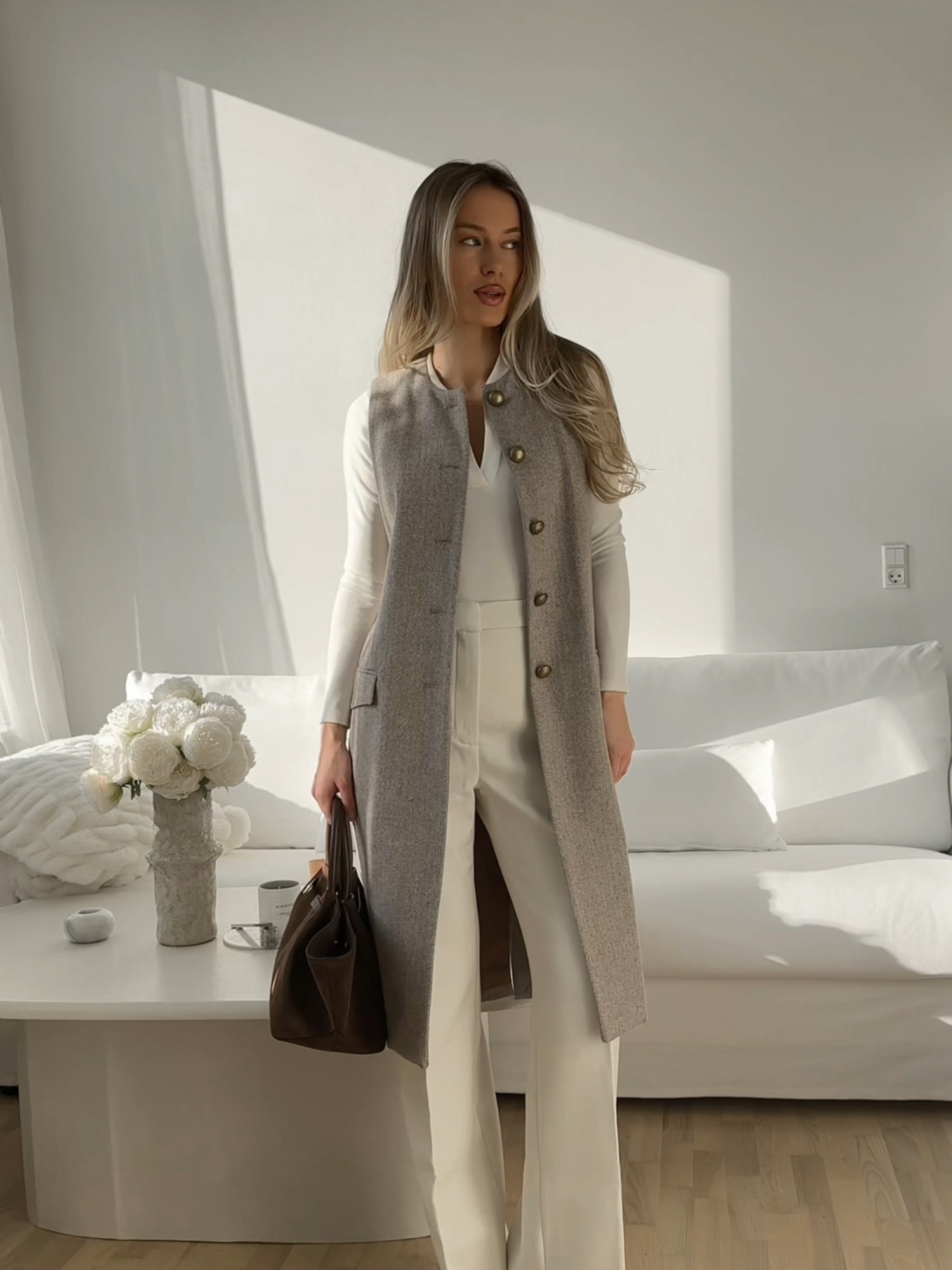 A post by @fairfaxandfavor on TikTok caption: Get ready with @ladyelizabeth as she styles our Eleanor Longline Gilet! Elegant and timeless, impeccably tailored from our wool-rich fabric, in a flattering longer length with a tie belt to create shape at your waist. #fairfaxandfavor #summerstyle #styleinspo #summerevent #eventstyle #CountryStyle #luxuryfashion #SummerOutfitInspo #ElevatedEveryday