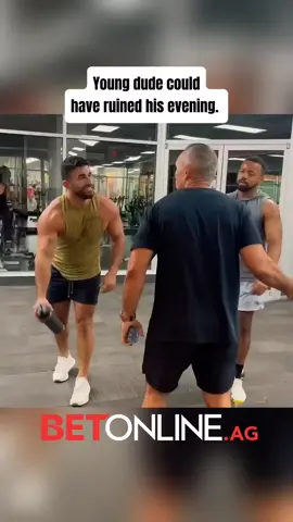A post by @mma_mixup on TikTok caption: Young dude could have ruined his evening. #GymTok  #FightDrama