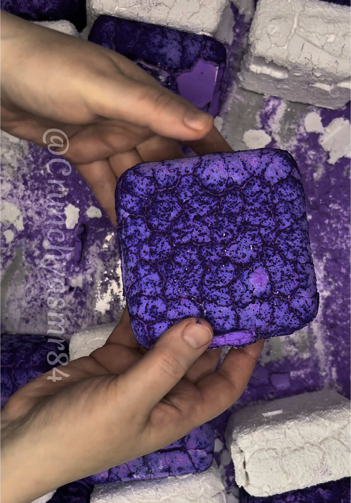 A post by @crunchyasmr84 on TikTok caption: Purple & White Pasted Blocks #chalkart #asmr #crunchyasmr84 