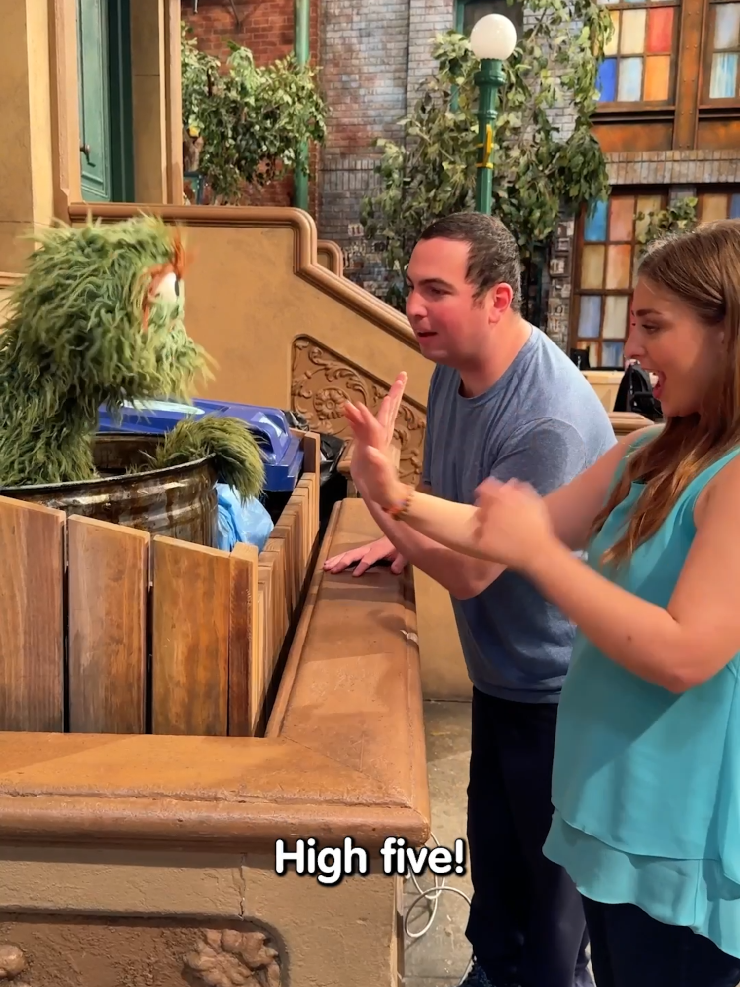 A post by @sesamestreet on TikTok caption: Thank you to our friends Abbey and David for visiting our Street! Your furry friends were so excited to meet you. Please visit again soon, friends! 💛💚@hatsbyabbey @david_loveonthespectrum