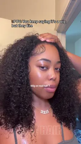 A post by @iseehairbeauty on TikTok caption: Nobody knows 😩😭this wig is giving my real hair texture and it blends perfectly!  Afro curly 20” Wear Go Half Wig  18”=$121 , 20”=$136!! Today Only! #iseehairbeauty #iseewigs #MEGASALE #gluelesswig #flipover #beginnerfriendly 