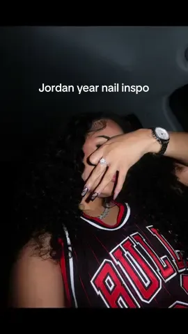 A post by @lilah.nyc1 on TikTok caption: Jordan year nails!!! #fyp #nailtech #birthdaynails #birthday @Lovely nails by yoly ❤️