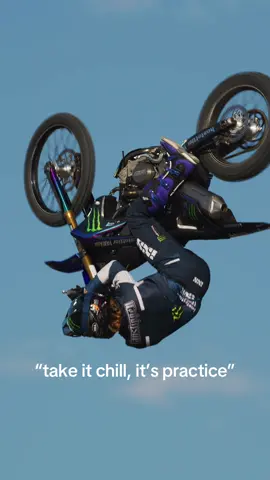 A post by @monsterenergy on TikTok caption: “Practice” day for @Julien Vanstippen at #XGames looked something like this 😮‍💨 #MonsterEnergy #UnleashedAtX #Moto #FMX 