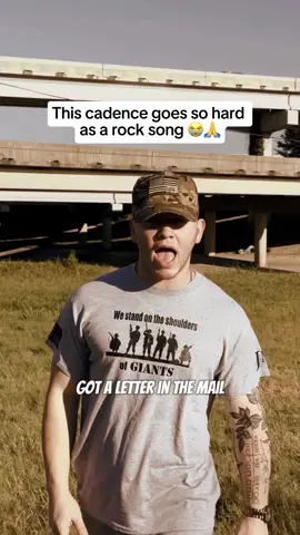 A post by @jonathanmichaelfleming on TikTok caption: Song Name: Draft (Rock Remix) . . 🎧💿 All the cadences are available to listen to via hard copy CDs and are out on your favorite music service. You can find a Iink to all of the above on my profiIe. 👕 The shirt/hat I’m wearing and other merch are also available using the same Iink. #jonathanmichaelfleming #military #draftcadence #militarycadence