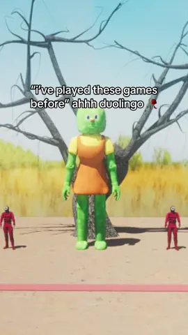 A post by @duolingo on TikTok caption: player 456 can’t save us from this one | animation by @zee #squidgame #squidgame3 #duolingo 