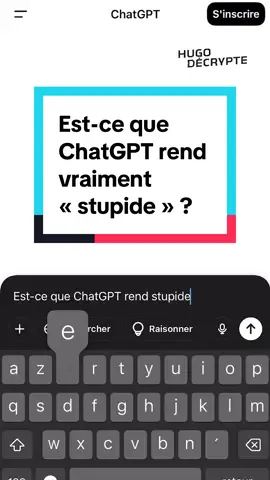A post by @hugodecrypte on TikTok caption: En résumé, c’est mieux d’utiliser l’IA comme un outil complémentaire, après avoir réfléchi par soi-même avant.