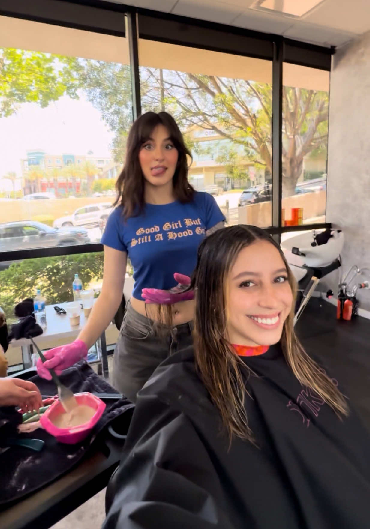 A post by @sharon.simplyinsane on TikTok caption: What do y’all think of her hair transformation⁉️😍 Save this for your next appointment✨💃 #matrixpartner #amikapartner 