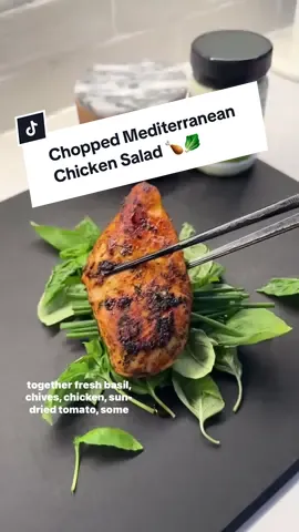 A post by @ketorecipes on TikTok caption: 🍗CHOPPED MEDITERRANEAN CHICKEN SALAD If you’re looking for a great summer recipe with healthy mediterranean vibes, you’ve got to checkout this chopped chicken salad.  Its got lots of great flavors and textures from the fresh basil, sundried tomato, fresh mozzarella cheese, italian seasoned chicken. I served it inside lowcarb pita with avocado and fresh herbs but you can use lettuce, bell peppers, or toast it up on sourdough! Here is how to make it: 1.Let’s start with the chicken, add 2 chicken brsts to a bowl, drizzle with 1 tbsp olive or avocado oil & season with a generous pinch of salt & pepper, 1 tsp oregano, tsp garlic powder, tsp smoked paprika.Let it come up to room temp, this is important. 2.Bring a pan to medium heat. Once hot, place the marinated chicken in with 1 tbsp oil, cover the pan with a lid & cook for 4 mins. This will trap the moisture, making the chicken juicier. 3.After 4 mins, flip the chicken, cover again, reduce heat to MEDIUM-LOW, & cook for another 8 mins. If you used cold chicken, or if your pan wasn’t hot enough, or if your chicken was too thick, this may require more time, so follow the directions. Chicken is done when its internal temp reaches 165°F, so a thermometer is great, too. 4.Once cooked, remove chicken from the pan and place on a cutting board. Let rest for 4-5 mins. Resting allows the juices to redistribute throughout the chicken and makes a huge difference. 5.Add chicken to a cutting board with a large handful fresh basil, ⅓ cup fresh chives, ⅓ cup sundried tomatoes, ⅓ cup black olives, ⅓ cup fresh mozz balls, ½ pitted avocado, a couple generous pinches salt, pepper, and aleppo pepper flakes. 6.To give this a creamy consistency, I added 1-2 tbsp mayo, you can add more, or you can also use greek yogurt. 7.Chop everything with a knife to your desired chunkiness 8.Load this up inside lowcarb pitas or onto romaine lettuce leaves with more fresh herbs, greens, and avocado slices. Send this to a friend, and ENJOY! #shredhappens . . . . #lowcarbrecipes #lowcarb #keto #ketorecipes #healthyrecipes #healthyfoodshare #chickensalad #goodmoodfood