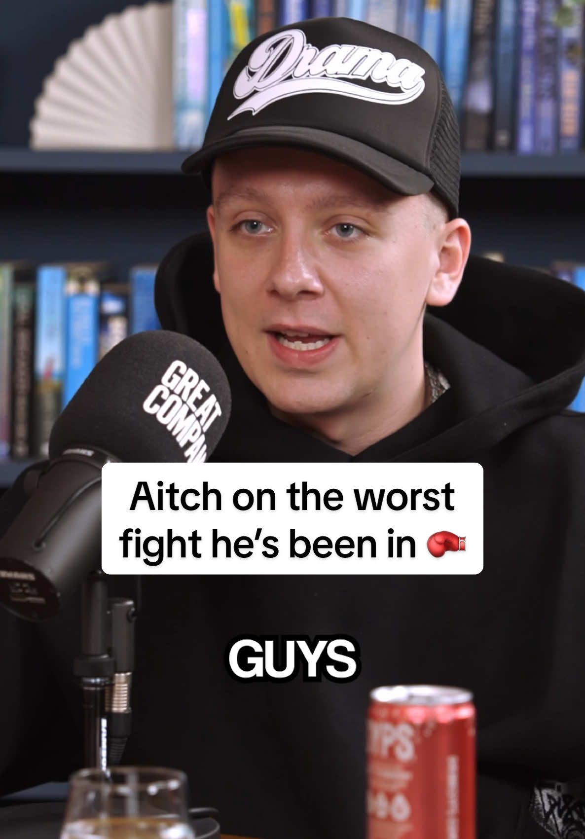 A post by @greatcompanypodcast on TikTok caption: Not the Canada goose jacket 🤣 To watch the full episode search ‘Great Company Aitch’ on YouTube, Spotify or Apple. #aitch #rapper #greatcompany #clips #fight #canadagoose #manchester 