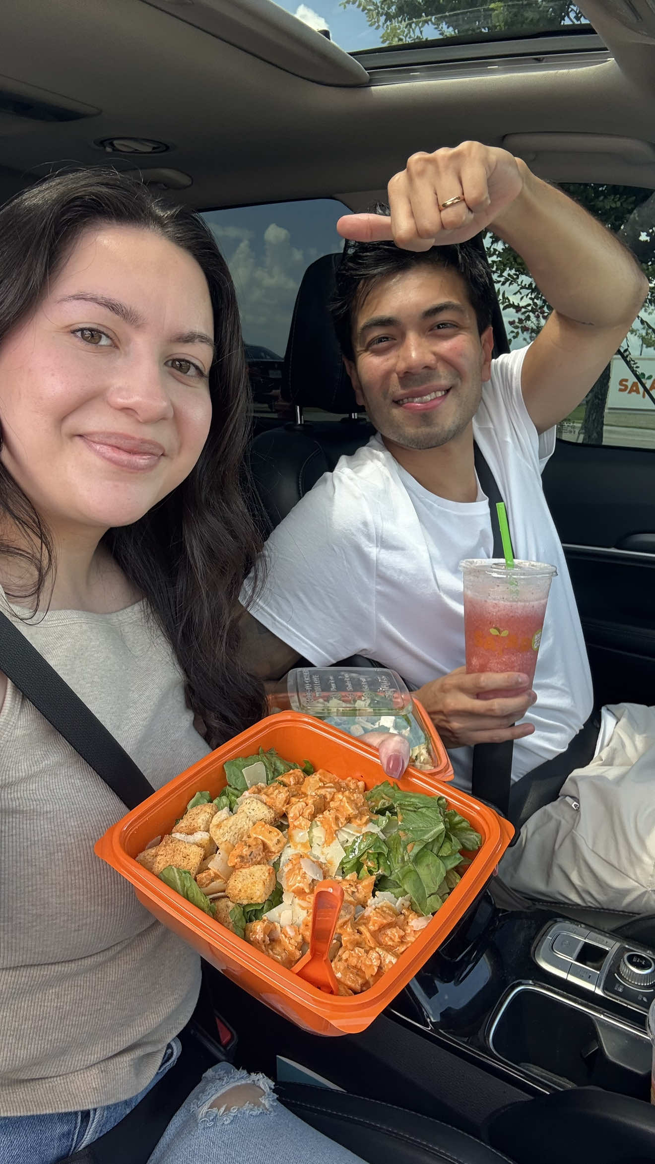 A post by @himandherofficial on TikTok caption: First time at @Salad and Go 👏 We had to try the Not-So-Secret Menu! #saladandgopartner Buffalo Caesar + Dirty FSL = obsessed. Only on the app or online. 
