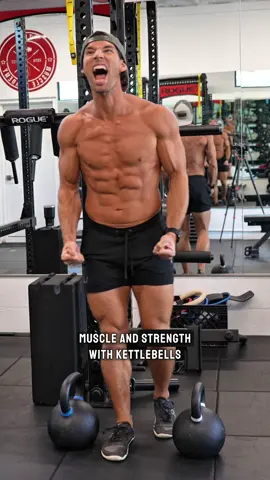 A post by @asgooch on TikTok caption: How to pack on slabs of muscle with just kettlebells. 5 sets x 6-8 reps each move for this one should do the trick. Be sure to go heavy and push hard. 😤 And check out the site for the App and Programs. ✅  #muscle #musclebuilding #musclegrowth #kettlebellworkout #fullbodyworkout 