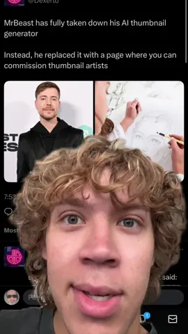 A post by @cricken_ on TikTok caption: mr beast ai thumbnail generator 