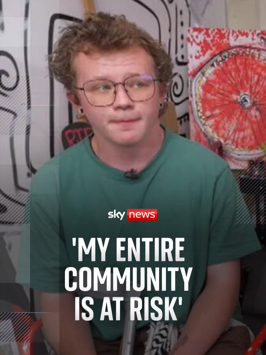 A post by @skynews on TikTok caption: 'My entire community is at risk.' 19-year-old disabled artist, Teo, explains to Sky News how he will be impacted by welfare reforms. #politics #welfarereforms #keirstarmer