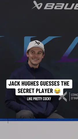 A post by @bauerhockey on TikTok caption: Could you pick out the 2025 #NHLDraft prospect from this masked lineup? 😂 We challenged Jack Hughes to do just that. Watch the full video on the Bauer YouTube channel to see how it went.