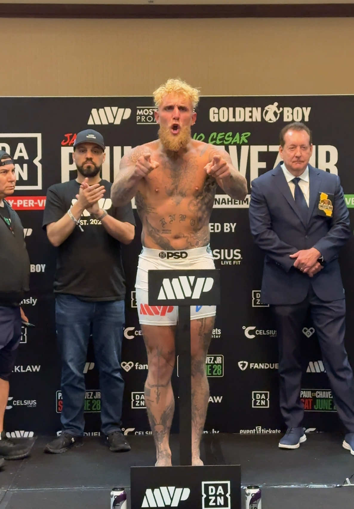 A post by @jakepaul on TikTok caption: War Ready. Tomorrow. LIVE ON DAZN PPV. #PaulChavez