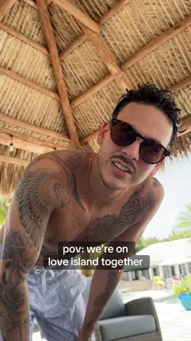 A post by @andrewlicout on TikTok caption: biggest waste of a pool I’ve ever seen #loveisland #loveislandusa 