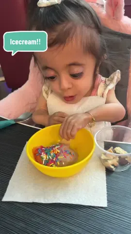 A post by @ourlittlemms on TikTok caption: Nothing is more fun than adding your tasty toppings over your favorite ice cream scoops! 😍 #yum #yummy #tasty #icecream #scoops #choclate #strawberry #mango #sorbet #sprinkle #foodie #foodlover #asmr #crunchy #sweet #dessert #mukbang #twins #kids #fyp #foryou #brusters 