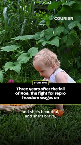 A post by @couriernewsroom on TikTok caption: Three years after the deadly Dobbs decision, abortion bans are killing women, and nearly took Callie and her baby's life too.