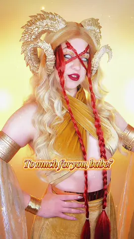 A post by @crazycae on TikTok caption: Am I too much or is the world just not enough? 💛✨ • • • #toomuch #fantasy #haters #goddess #cosplay #oc #originalcharacter #crazycae #foryoupage #fypdong #storyteller 