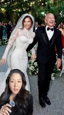 A post by @mesnarky on TikTok caption: Jeff Bezos and Lauren Sanchez finally got married. We deserve an Amazon sale. 😆💰 #entertainment #celebrity #popculture #fashion #wedding #billionaire 