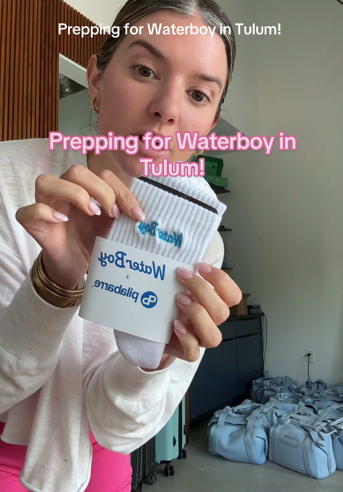 A post by @jennapalek on TikTok caption: I filmed this video prepping for @Waterboy brand trip before we left but didn’t wanna post until the guests got to see all the gifts!!! But then I forgot to keep recording lol 