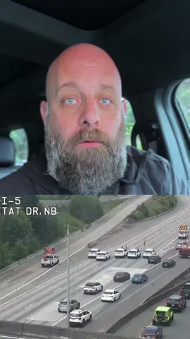 A post by @photogsteve81 on TikTok caption: The freeway is back open. One in Harborview, WSP detectives have taken over. Charges may be filed. #info #traffic #news #uosate 