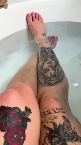 A post by @alexzandriajayde on TikTok caption: Shave night #bathbomb #bath #tattoo 