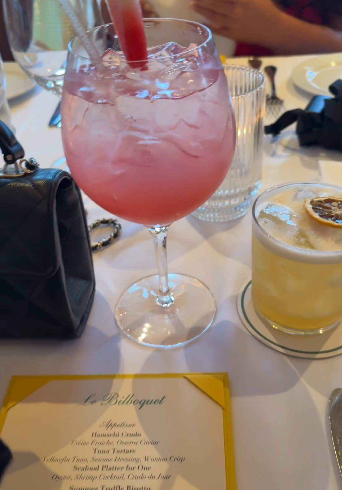 A post by @aiyannace on TikTok caption: Dinner was a 10/10 I’m Satisfied 🙂‍↔️@Huda Beauty #lebilboquet #hamptons #caviar #hudabeauty 