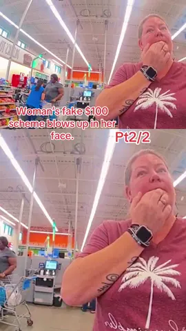 A post by @skycopcamtv on TikTok caption: #Woman’s fake $100 scheme blows up in her face.#cops #copsoftiktok #policeofficer #Mom #foryou 