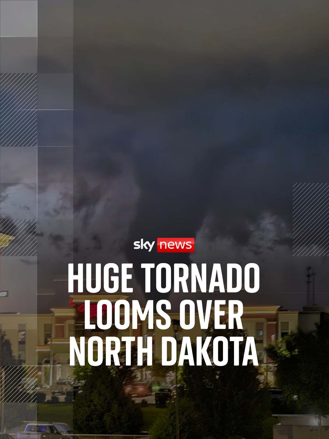 A post by @skynews on TikTok caption: A tornado touched down in North Dakota, prompting warnings about possible flying debris and property damage. The National Weather Service confirmed a tornado landed seven miles north of Bismarck, moving southeast at speeds of 10 mph. #SkyNews#US#NorthDakota