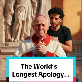 A post by @nasdaily on TikTok caption: The world’s longest apology... it took 400 years to say sorry. Don’t worry if she/he didn’t say it after a day. That’s 1 minute, see you tomorrow for Day 13! @AI School for Entrepreneurs 